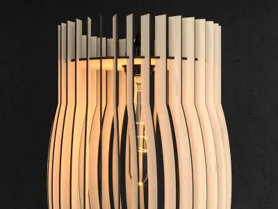 Wood Pendant Lamp 5 3D model