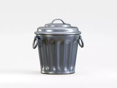 Metal trash can Low-poly 3D model