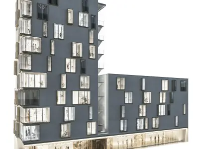 Modern residential building 02 3D model