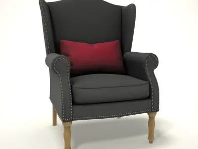 wingback chair fhouse 011 Low-poly 3D model