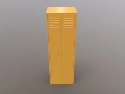 PBR School Gym Locker 09 - Yellow Low-poly 3D model
