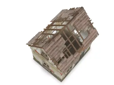 Post Apocalyptic Building Ruins Pack Low-poly 3D model
