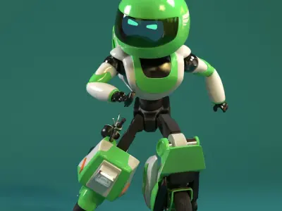 Robot character transformer scooter future scifi rigged in maya Low-poly 3D model