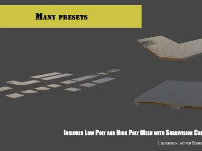 Modular Sidewalks Setbuild Pack Low-poly 3D model