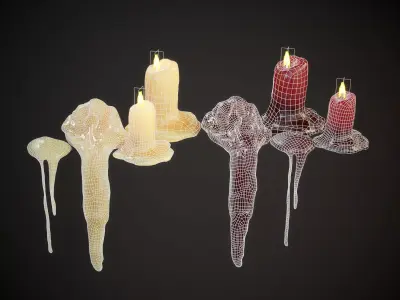 Melted Candle Wax Set 1  Low-poly 3D model