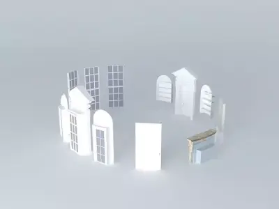 Oval Office  Windows doors fireplaces and shelves Free 3D model