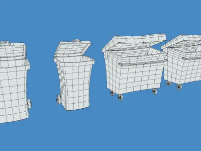 Stylized London UK Trash Bin and Recycle Bin Low-poly 3D model