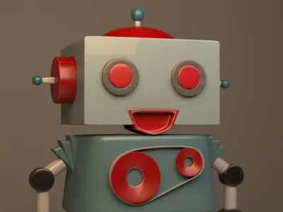 cyborg cartoon robot Low-poly 3D model