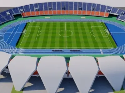 Komazawa Olympic Park Stadium - Tokyo Low-poly 3D model