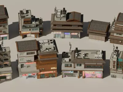 8 Japanese Building Pack 3D model