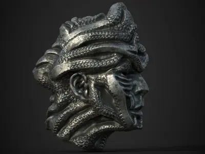 character head  concept low poly PBR material  Low-poly 3D model