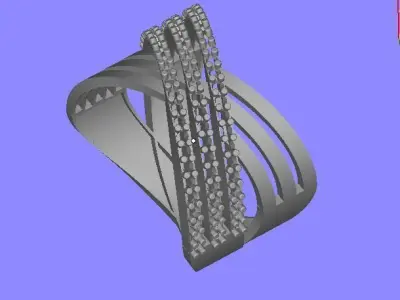 Diamond 3 bend strip ring Free 3D print model