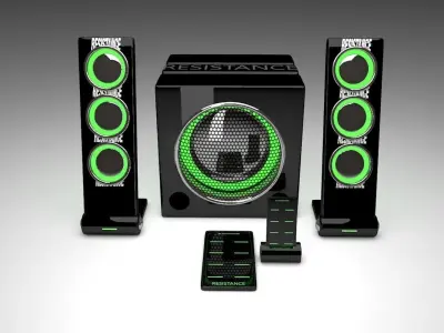 Speakers speaker system with lights 3D model