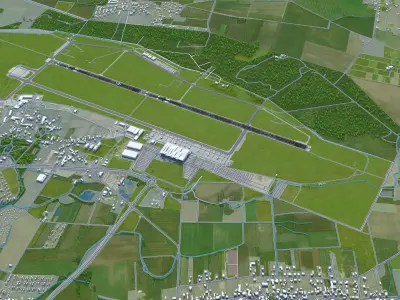 Wroclaw Airport 10km Low-poly 3D model