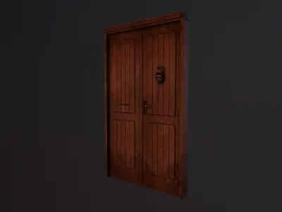Door with bronze elements Low-poly 3D model