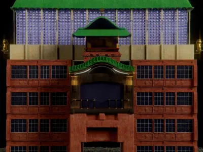 Japanese Martial Arts Dojo Exterior 3D model