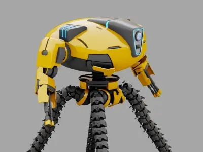 Octopus fighter rigged - animated character 3D model