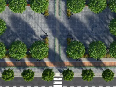 City Street realistic visualization 3D model