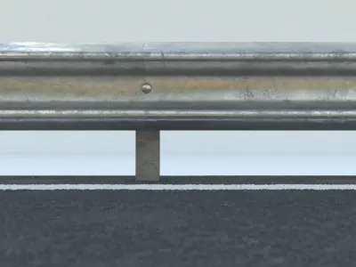 Road fence kit Low-poly 3D model