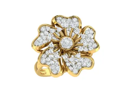Light Weight Yellow Gold Diamond Ring -DDS RN 269 3D print model