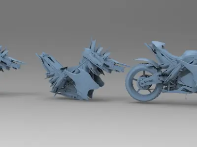 Cyberpunk dragon bike with extra seats designs  3D model