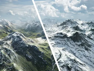 Mountain Summer and Winter Textures Low-poly 3D model