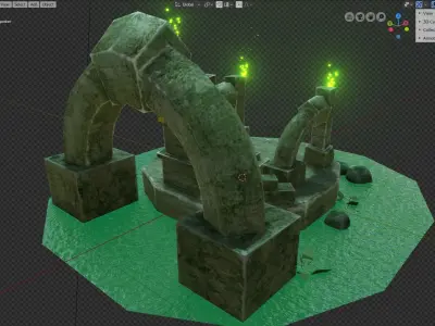 Creepy Well Altar Animated Low-poly 3D model