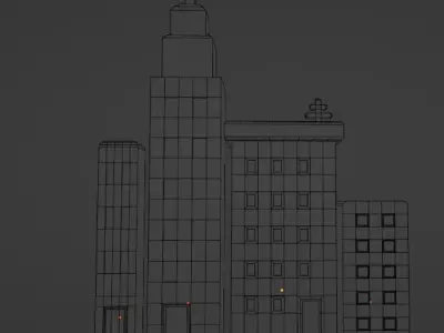 low poly street city with buildings and lights Free 3D model
