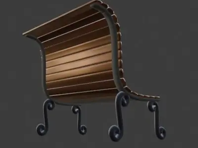 A Metalic Bench Low-poly 3D model