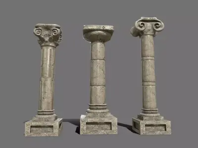 Pillar Set three columns Low-poly 3D model