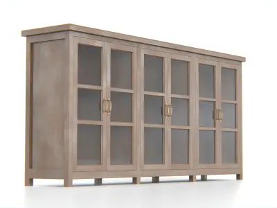 Glass Door Sideboard Cabinet Low-poly 3D model