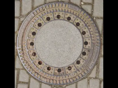 Manhole cover PBR 3D model