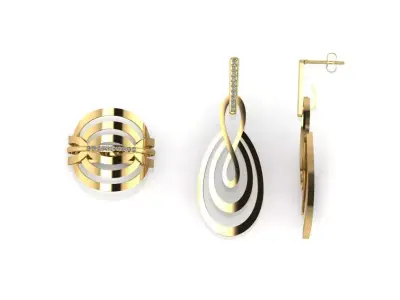 Jewelry ring and earring set 3D print model