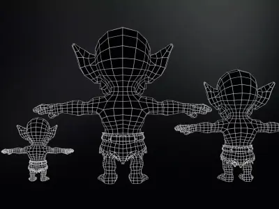 MiniMonster4Pack1 Low-poly 3D model