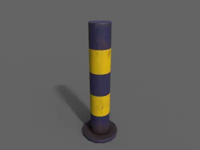 PBR Bollard BlueYellow Low-poly 3D model