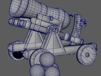 World War II Golden Cannon Low-poly 3D model