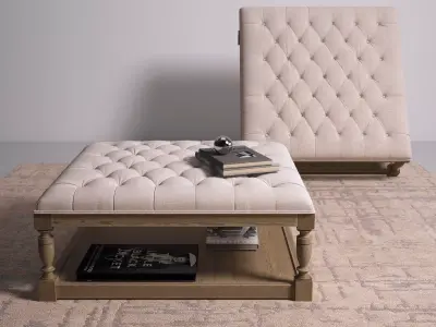 Ottoman person tufted 3D model