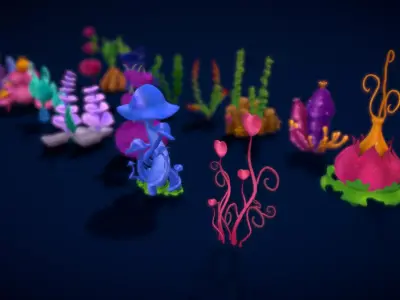 Cartoon Seaweed 8 Low-poly 3D model