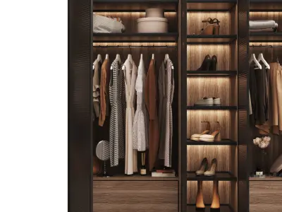 Wardrobe with decor clothes doors matte 3D model