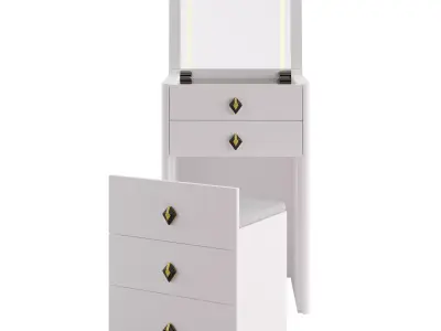 Modern Flip-Top Makeup Vanity with LED Mirror 3D model