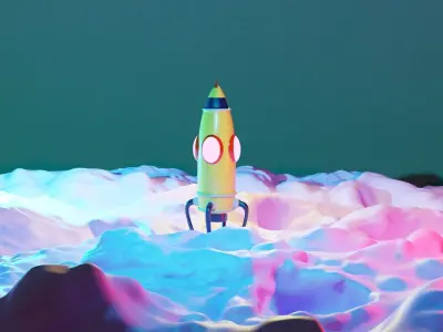 Cartoon Rocket  Low-poly 3D model