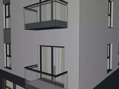Modern Mixed Use Apartment Building  Retail  and Residential 3D model