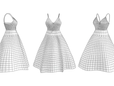 Red Leather Dress With Shoulder Straps Low-poly 3D model