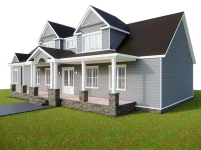 Classic Style Porch Family House 3D model