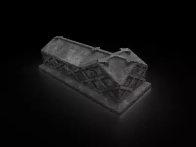 Old Stone Ledger Tombstone 3D model