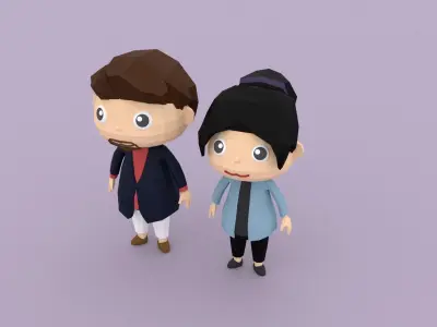 Low poly Cartoon character Office worker Low-poly 3D model