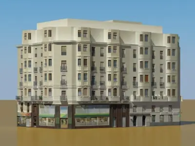 Building apartment with roof 3D model