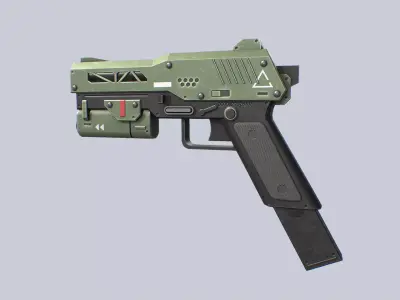 Tactical scifi gun Low-poly 3D model