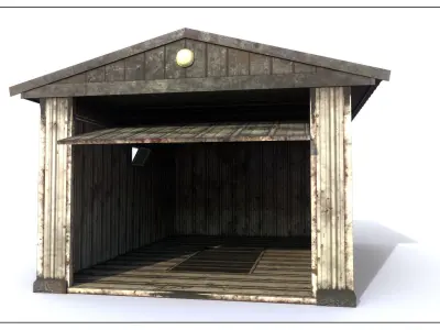 Abandoned Garage base Low-poly 3D model