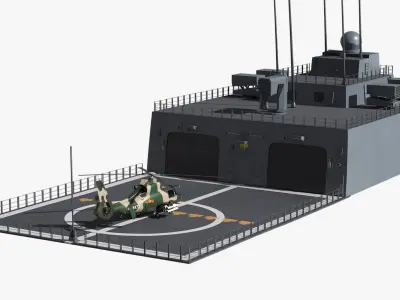  Military Harbin Z-9WZ Helicopter on Naval Ship Deck 